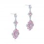 14k White Gold Pink Sapphire And Diamond Dangle Earrings - Front View -  106123 - Thumbnail
