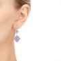  Platinum Platinum Pink Sapphire And Diamond Dangle Earrings - Hand View -  106123 - Thumbnail