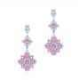 14k White Gold Pink Sapphire And Diamond Dangle Earrings - Three-Quarter View -  106123 - Thumbnail