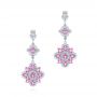 18k White Gold 18k White Gold Pink Sapphire And Diamond Dangle Earrings - Three-Quarter View -  106123 - Thumbnail