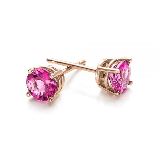 14k Rose Gold 14k Rose Gold Pink Tourmaline Stud Earrings - Front View - 100945