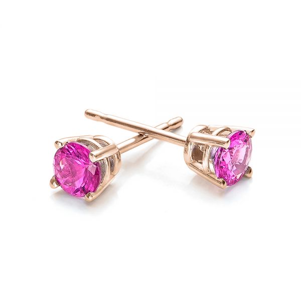 14k Rose Gold 14k Rose Gold Pink Tourmaline Stud Earrings - Front View - 100946