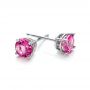 14k White Gold Pink Tourmaline Stud Earrings - Front View -  100945 - Thumbnail