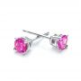 14k White Gold Pink Tourmaline Stud Earrings - Front View -  100946 - Thumbnail