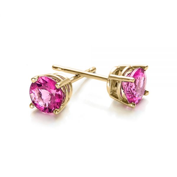 14k Yellow Gold 14k Yellow Gold Pink Tourmaline Stud Earrings - Front View -  100945