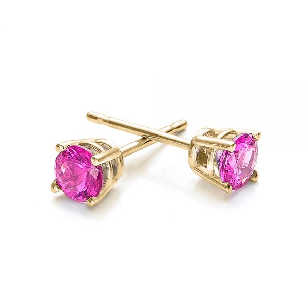14k Yellow Gold 14k Yellow Gold Pink Tourmaline Stud Earrings - Front View - 100946