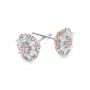 18k White Gold And 18K Gold Pink And White Diamond Flower Stud Earrings - Front View -  101955 - Thumbnail
