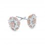 14k White Gold And 18K Gold 14k White Gold And 18K Gold Pink And White Diamond Flower Stud Earrings - Front View -  101955 - Thumbnail