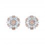 14k White Gold And 18K Gold 14k White Gold And 18K Gold Pink And White Diamond Flower Stud Earrings - Three-Quarter View -  101955 - Thumbnail