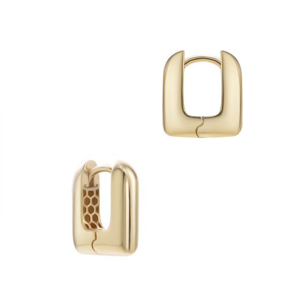 14k Rose Gold 14k Rose Gold Puffy Square Huggie Earrings - 107687