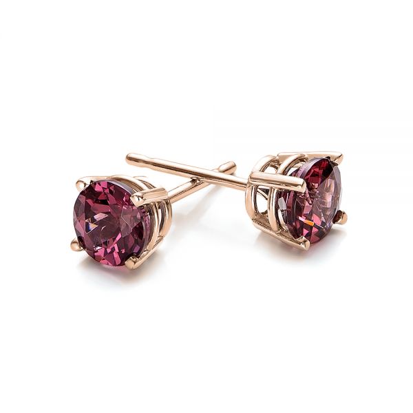 14k Rose Gold 14k Rose Gold Rhodolite Stud Earrings - Front View -  100941