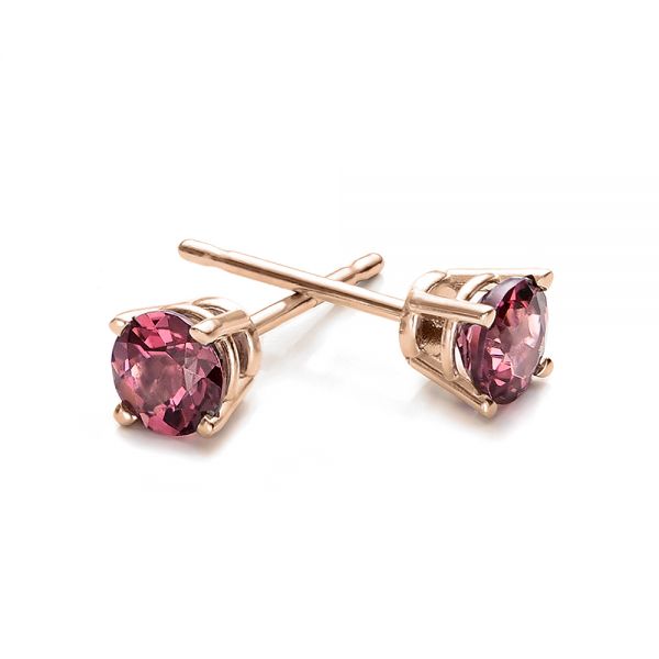 14k Rose Gold 14k Rose Gold Rhodolite Stud Earrings - Front View - 100942