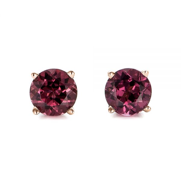 18k Rose Gold 18k Rose Gold Rhodolite Stud Earrings - Three-Quarter View -  100941