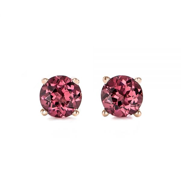 14k Rose Gold 14k Rose Gold Rhodolite Stud Earrings - Three-Quarter View -  100942