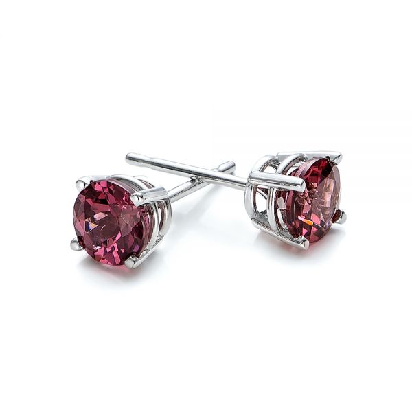 18k White Gold 18k White Gold Rhodolite Stud Earrings - Front View -  100941