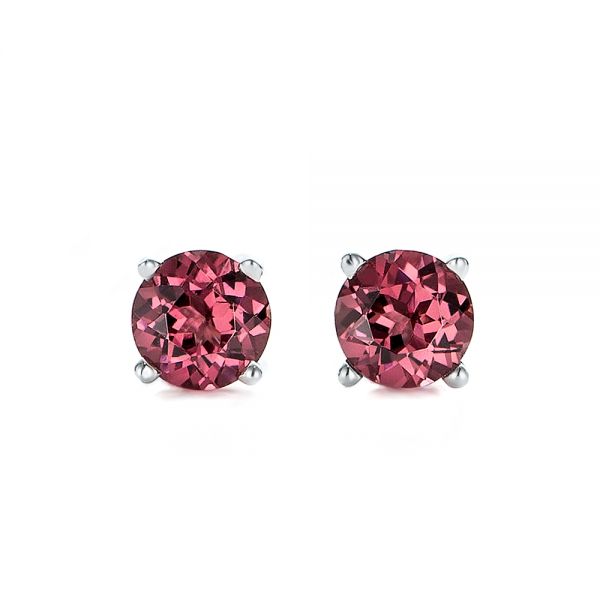  Platinum Platinum Rhodolite Stud Earrings - Three-Quarter View -  100942