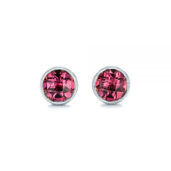 14k White Gold 14k White Gold Rhodolite Stud Earrings - Three-Quarter View -  102658