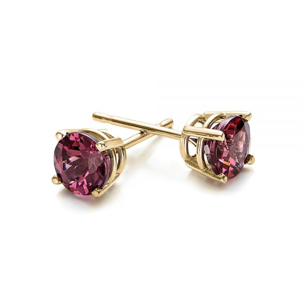 18k Yellow Gold 18k Yellow Gold Rhodolite Stud Earrings - Front View -  100941