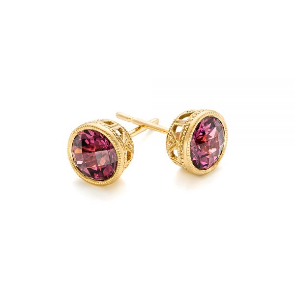 14k Yellow Gold 14k Yellow Gold Rhodolite Stud Earrings - Front View -  102658