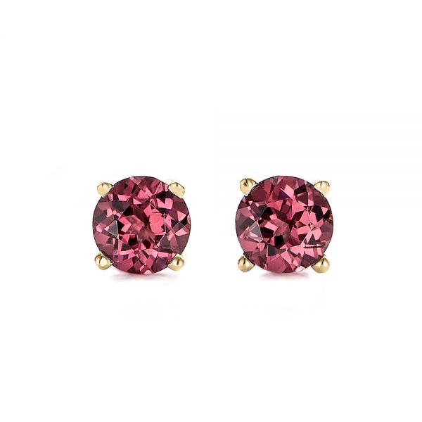 18k Yellow Gold 18k Yellow Gold Rhodolite Stud Earrings - Three-Quarter View -  100942