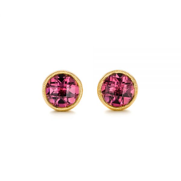 14k Yellow Gold 14k Yellow Gold Rhodolite Stud Earrings - Three-Quarter View -  102658