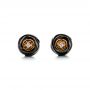 14k Rose Gold Rose Carved Tahitian Pearl And Diamond Earrings