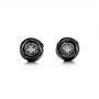 18k White Gold 18k White Gold Rose Carved Tahitian Pearl And Diamond Earrings - Three-Quarter View -  103252 - Thumbnail