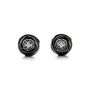  Platinum Platinum Rose Carved Tahitian Pearl And Diamond Earrings - Three-Quarter View -  103252 - Thumbnail