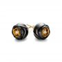 18k Yellow Gold 18k Yellow Gold Rose Carved Tahitian Pearl And Diamond Earrings - Front View -  103252 - Thumbnail