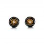 18k Yellow Gold 18k Yellow Gold Rose Carved Tahitian Pearl And Diamond Earrings - Three-Quarter View -  103252 - Thumbnail