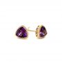 18k Yellow Gold 18k Yellow Gold Amethyst Stud Earrings - Front View -  103729 - Thumbnail