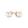 14k Rose Gold Pearl And Diamond Stud Earrings - Front View -  103605 - Thumbnail