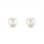 14k Rose Gold Pearl And Diamond Stud Earrings - Three-Quarter View -  103605 - Thumbnail