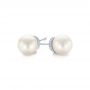 18k White Gold 18k White Gold Pearl And Diamond Stud Earrings - Front View -  103605 - Thumbnail
