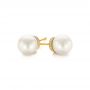 14k Yellow Gold 14k Yellow Gold Pearl And Diamond Stud Earrings - Front View -  103605 - Thumbnail