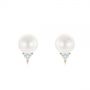 14k Rose Gold 14k Rose Gold Round Pearl And Triangle Diamond Stud Earrings - Three-Quarter View -  101490 - Thumbnail