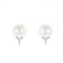 18k Rose Gold 18k Rose Gold Round Pearl And Triangle Diamond Stud Earrings - Three-Quarter View -  101490 - Thumbnail