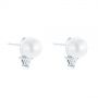  Platinum Platinum Round Pearl And Triangle Diamond Stud Earrings - Front View -  101490 - Thumbnail