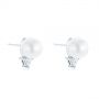 14k White Gold 14k White Gold Round Pearl And Triangle Diamond Stud Earrings - Front View -  101490 - Thumbnail