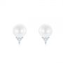 18k White Gold 18k White Gold Round Pearl And Triangle Diamond Stud Earrings - Three-Quarter View -  101490 - Thumbnail