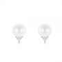 14k White Gold 14k White Gold Round Pearl And Triangle Diamond Stud Earrings - Three-Quarter View -  101490 - Thumbnail