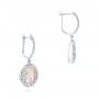 18k White Gold 18k White Gold Round Rose Quartz And Pink Mother Of Pearl Luna Earrings - Front View -  102491 - Thumbnail