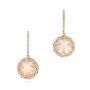 14k Yellow Gold Round Rose Quartz And Pink Mother Of Pearl Luna Earrings