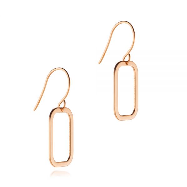 14k Rose Gold Rounded Rectangle Fish Hook Earrings