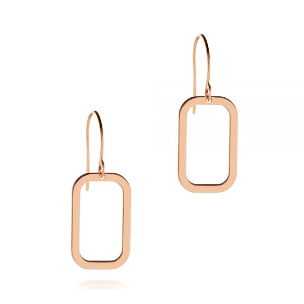 18k Rose Gold 18k Rose Gold Rounded Rectangle Fish Hook Earrings - Front View -  107023