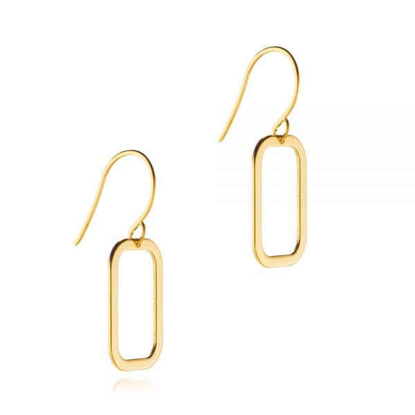 14k Yellow Gold 14k Yellow Gold Rounded Rectangle Fish Hook Earrings - Three-Quarter View -  107023