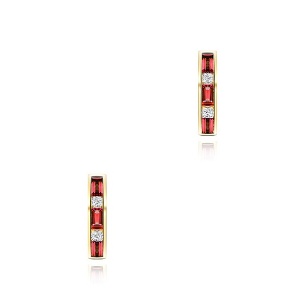 Ruby Huggies with Diamonds - Image