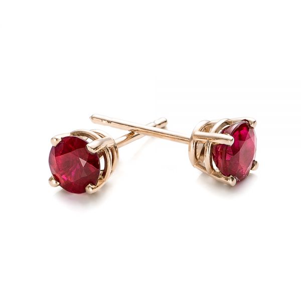 14k Rose Gold 14k Rose Gold Ruby Stud Earrings - Front View -  100949