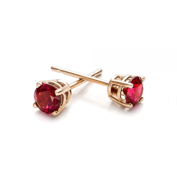 14k Rose Gold 14k Rose Gold Ruby Stud Earrings - Front View -  100950