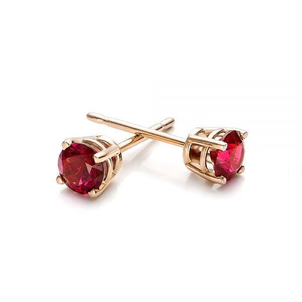 18k Rose Gold 18k Rose Gold Ruby Stud Earrings - Front View -  100950